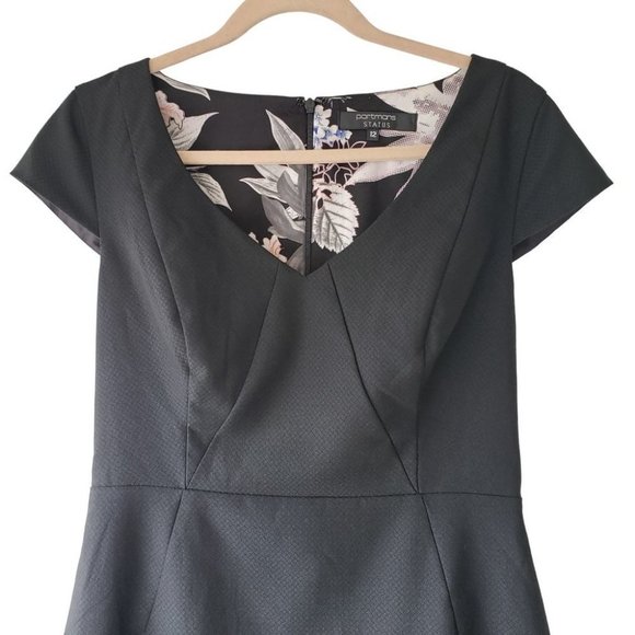 Portmans short sleeve black textured sheath dress with fluted ruffle ski… - Picture 3 of 12